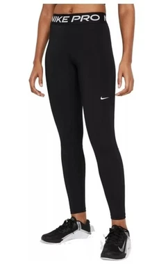 Women's Nike Pro Mid-Rise Mesh-Paneled Leggings Tight Training Pants Black M - Image 1 of 3