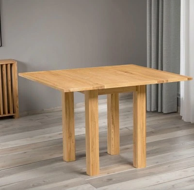 Small Dining Table, Folding Kitchen Table, Solid Oak Wood Extending Dinner Table - Image 1 of 4