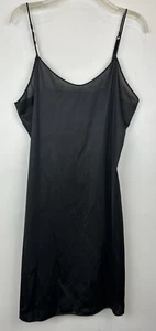 Vintage Vassarette Slip Dress Womens M 36 Black Nylon Full Lingerie Solid USA - Picture 1 of 7