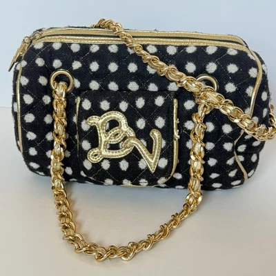 Bolso de barril acolchado a lunares Betsey Johnson, cartera Betseyville correas de cadena dorada Foto 1 de 4