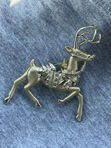 Vintage Large Gold Tone Holiday Christmas Reindeer Brooch READ - Picture 1 of 3