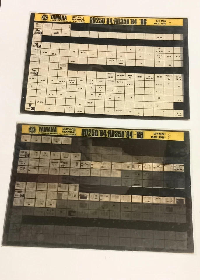 Yamaha RD 250/350 84-86 Service Manual Microfiche Set. New Old Stock. - Image 1 of 1