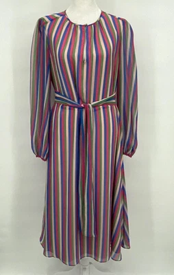 Boden платье женщин 8 многоцветный полоски длинным рукавом Midi галстук талии с подкладкой карьера - Изображение 1 из 4