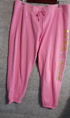 Victoria’s Secret Large Live Pink Bling My Favorite Sweats Logo  Rhinestones EUC - Image 1 of 4
