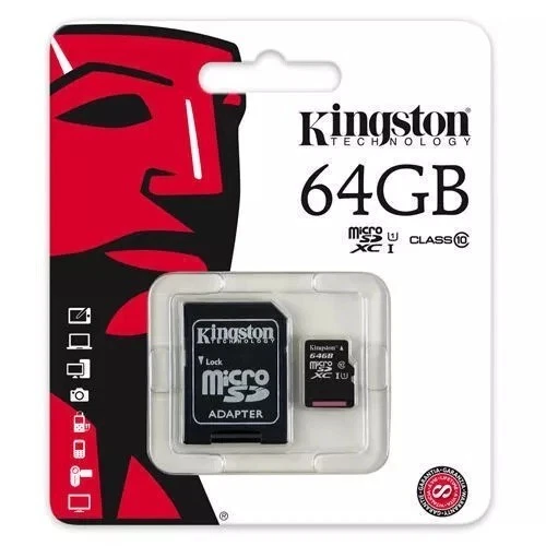 Kingston Micro SD Card 64GB Class 10 SDHC SDXC Phone Memory & Adapter - Image 1 of 2