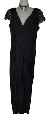 Chic Me Sz 16 (S) Womens Black Lace Witchy Grunge Fairy Whimsigoth Maxi Dress - Image 1 of 4