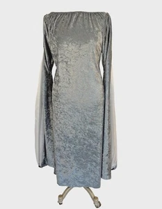 Silber Crushed Samt gefüttert Trompetenärmel Mittelalter Renaissance Kleid Tunika #24 - Bild 1 von 5