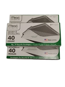 Mead Security Tinted #10 Business Envelopes 2-1/8" x 9-1/2" White 80 Count - Picture 1 of 2