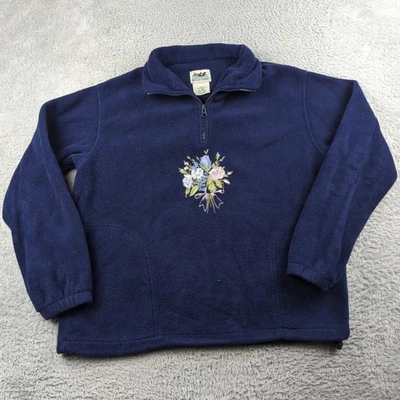 Chaqueta De Colección Northern Reflections Mujer M Azul Vellón 1/4 Cremallera Bordada Flores Foto 1 de 4