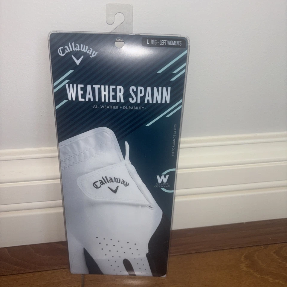 Callaway Golf Glove Womens Large Left Hand Reg All Weather Spann White