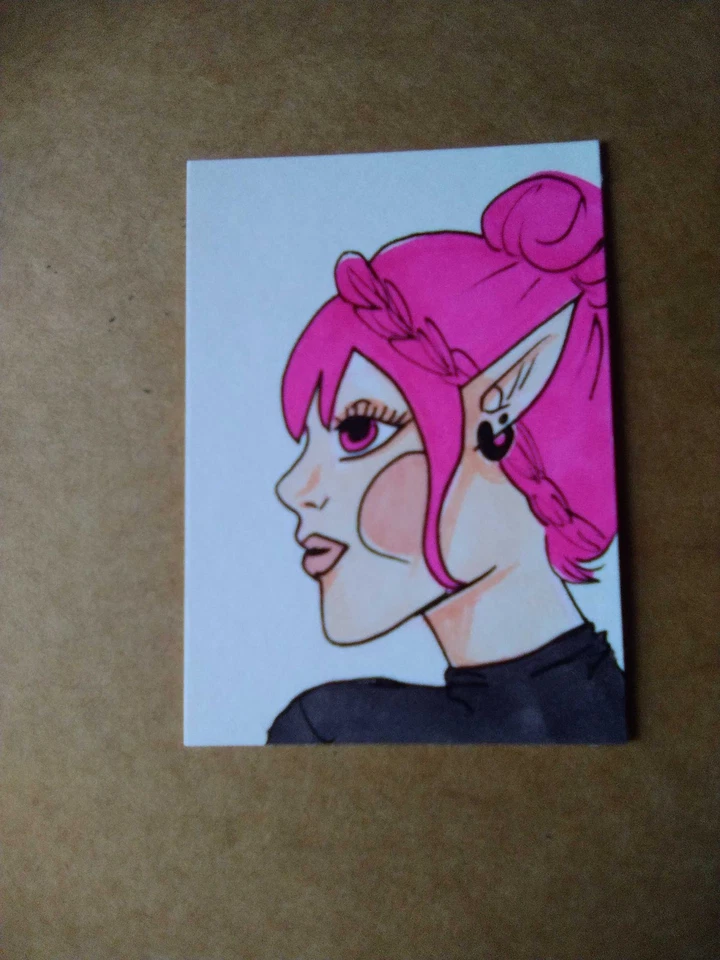 ACEO Original Art Card Painting Miniature Mini Portrait Pinup Girl L 44 - Image 1 of 1