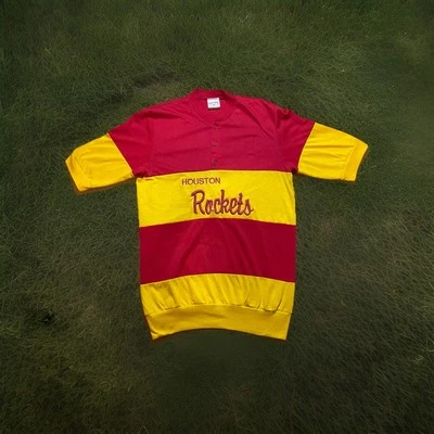 Vintage Houston Rockets Embroidered Henley Medium T-shirt Ketchup 80s Nutmeg - Image 1 of 4