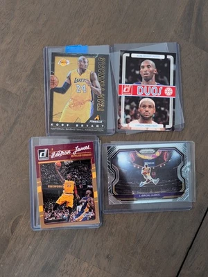 (4) Kobe Bryant LeBron James Card Lot Duos Pinnacle Tribute Donruss  - Image 1 of 4