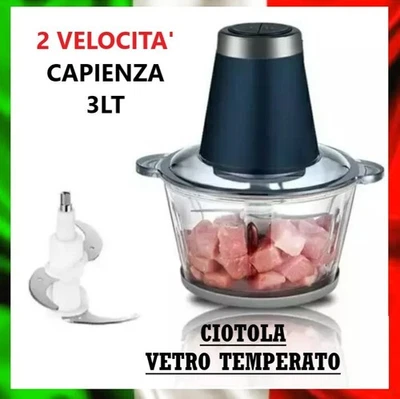 Tritatutto Elettrico 3L 400W Trita Carne Verdure Frutta 4 Lame Sminuzza Frulla - Immagine 1 di 4