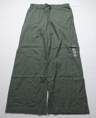 Calça feminina Gap cintura média mistura de linho perna larga EH6 tomilho média - Imagem 1 de 4