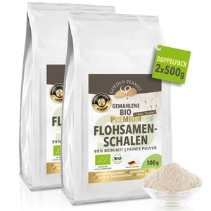 Bio Flohsamenschalen Pulver 2 x 500 g höchste Reinheit Psyllium Husks gemahlen - Bild 1 von 8