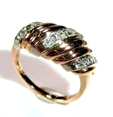 Ring antik 585 Roségold 0.36 ct Diamanten Gr 54 änderbar - etwa um 1940 5,8gr - Bild 1 von 4
