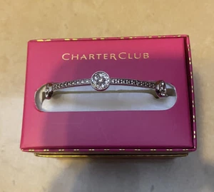 Charter Club Bangle Bracelet Silver-Tone White Crystal From Macys - Picture 1 of 5