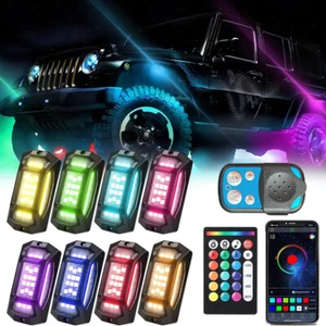 RGB LED 8Pods Rock Lights Offroad Music Wireless Bluetooth Underglow Neon Lights - Bild 1 von 10