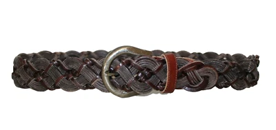 Cinturón Mujer The Limited Talla M Cuero Marrón Tejido Trenzado Tono Plateado Hebilla Foto 1 de 4