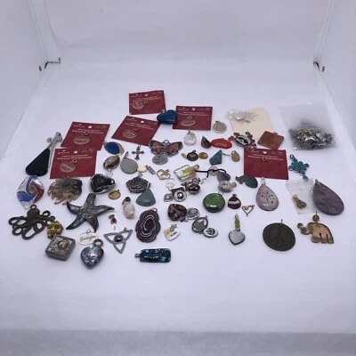 Large Pendant Jewelry Making Supply Lot  Butterfly Celtic Octopus Elephant Stone - Image 1 of 4