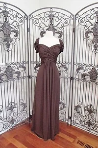 SR348 DESSY 2844 SZ 12 ESPRESSO $285 FORMAL BRIDESMAID PROM GOWN DRESS - Picture 1 of 7
