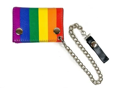 Cartera de motociclistas Rainbow Pride con bolsa de cadena cartera de viaje ropa de club punk  Foto 1 de 3