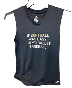 Adidas Softball Womens  Size XSMALL V-Neck  Print Graphic Tank Top Black❤️ - Picture 1 of 8