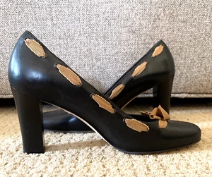 RALPH LAUREN Black Label Leather Heels Pumps Sz 7.5 ITALY $450 - Picture 1 of 10