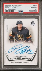 2021-22 SP Authentic Auto Future Watch /999 Paul Cotter #158 Rookie PSA 10 Pop 3