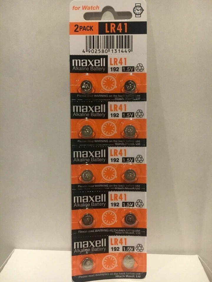 LR41 Maxell 192 (10 piece) LR41 AG3 392A 192 SR41 LR736 392 Alkaline Battery - Image 1 of 1