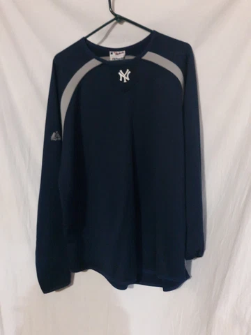 Vintage Majestic New York Yankees Pullover Mens Blue Thermal Base XL NO SIZE TAG Cover