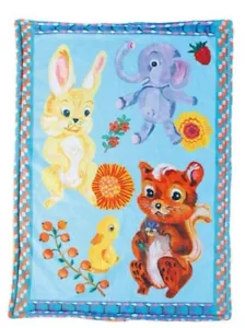 Nathalie Lete Throw Blanket Rabbit Elephant Animal Blue NWOT - Picture 1 of 2