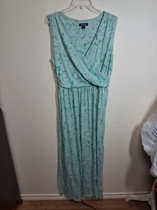 Maxi Vestido Lands End Paisley Abuela Verano Negocios Informal Verde Talla Grande Alto - Imagen 1 de 6