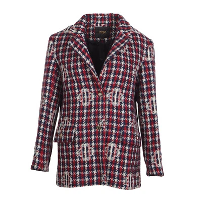 Maje Women's Jacket Size 36 FR / S Logo Check Pattern Wool Blend MFPVE00418 - Image 1 of 4