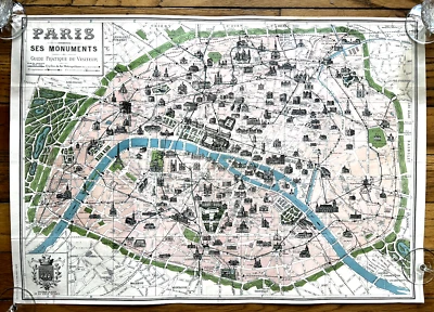 Map of Paris and its Monuments Printed in Italy by Cavallini 2002 - Image 1 of 4