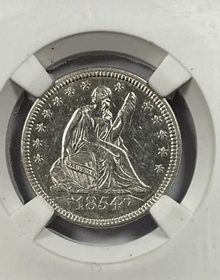 1854 Arrows Seated Quarter : AU - Image 1 of 2