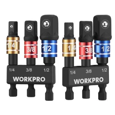 WORKPRO Impact Grade Socket Adapter Set, 1/4", 3/8", & 1/2" Extension Drive Bit - Image 1 of 4