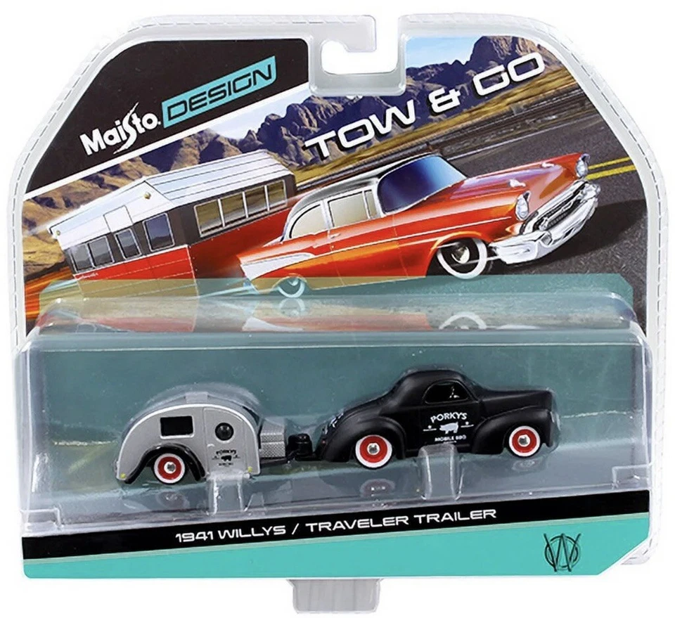 MAISTO DESIGN 1941 WILLYS & TRAVELER TRAILER TOW & GO - Image 1 of 1