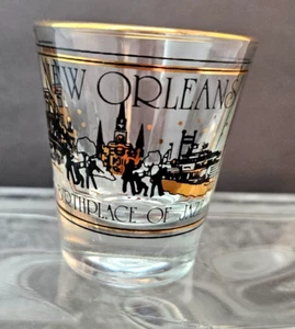 VTG Libbey NEW ORLEANS SHOT GLASS Souvenir Birthplace of Jazz Bourbon St. Gift - Picture 1 of 9