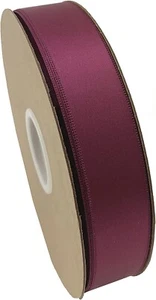 Burgundy Christmas Satin Fabric Ribbon - 1" x 100 Yards, Fall, Christmas, DIY - Picture 1 of 1
