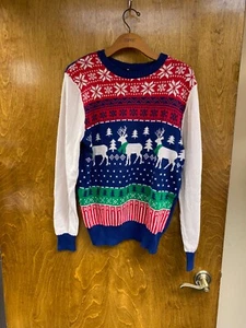 Women "Holiday Sweater" multicolor Xmas pullover sweater. Size Med. P.O. - Picture 1 of 2