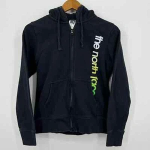 The North Face Full Zip Hoodie Women's Size S Black Pockets Cotton Blend Logo - Picture 1 of 11