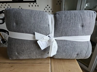 Pottery Barn Belgian Flax Linen Comforter F/Q  Heathered Charcoal - NEW - Image 1 of 2