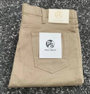 New Paul Smith Trousers Size 31L Slim Leg Mid Rise Tan Brown Cotton RRP £125 - Picture 1 of 12