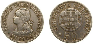 Angola 1927 50 Centavos Nickel brass XF - Picture 1 of 1