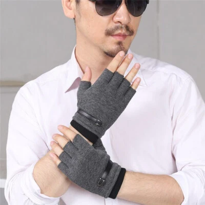 Men Half Finger Cycling Gloves Bus Driving Wheelchair Fingerless Bike Mittens FW - image 1 of 4