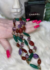 Collier rare coloré Coco Chanel en verre vibrant hautement de collection ! COMME NEUF