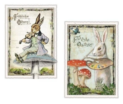 * Edition Tausendschön * Postcard * Easter * Nostalgic * Musical Bunny * Painting Bunny * 10x15cm