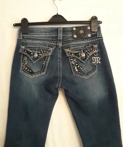 women's Miss Me Easy Boot Ultra Low 5 Pocket Bling Jeans size 25 - Picture 1 of 10